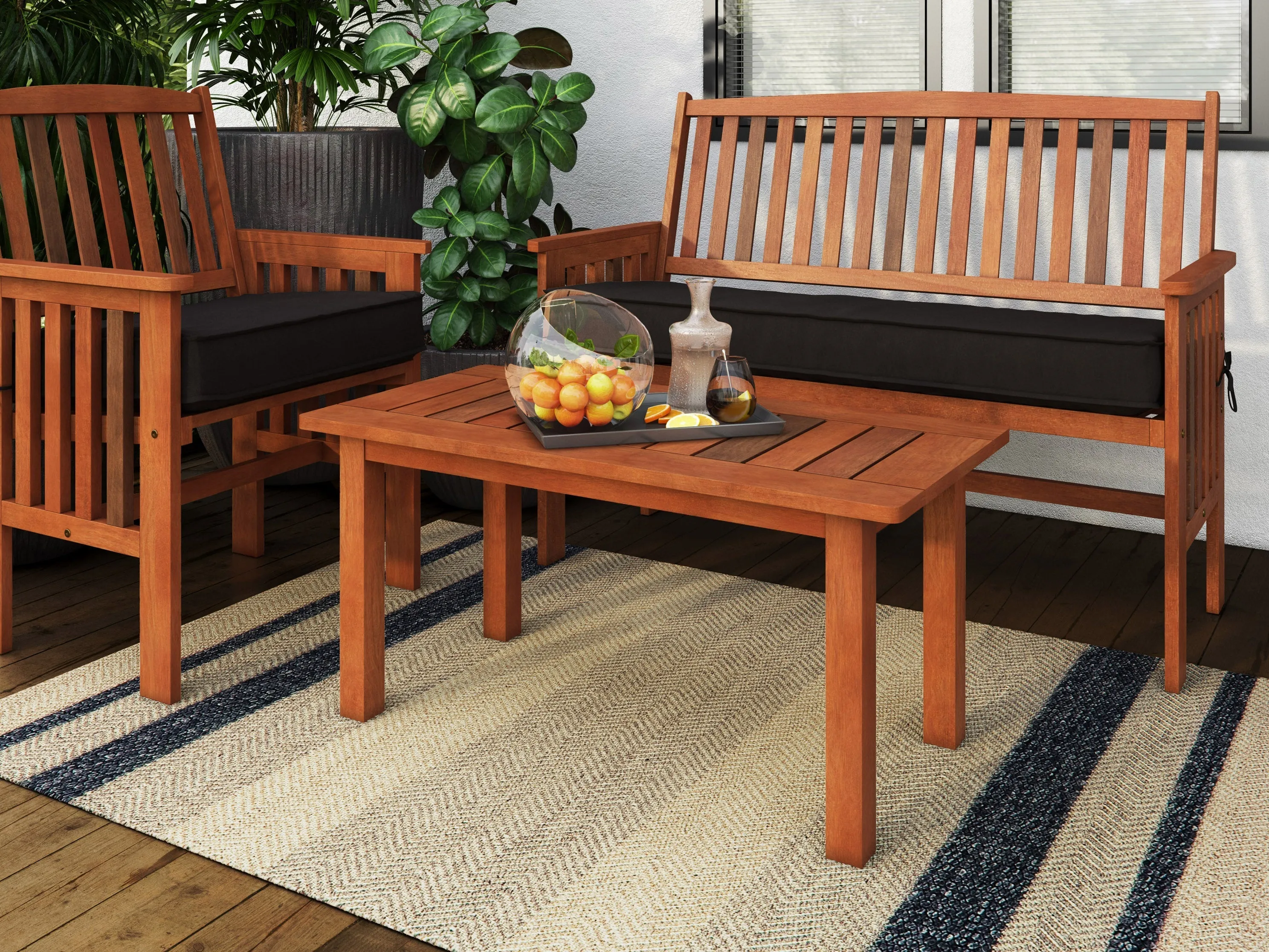 Brown Hardwood Outdoor Coffee Table