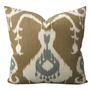 Brown Shibori Eye Ikat Linen Throw Pillow Cover 16x16