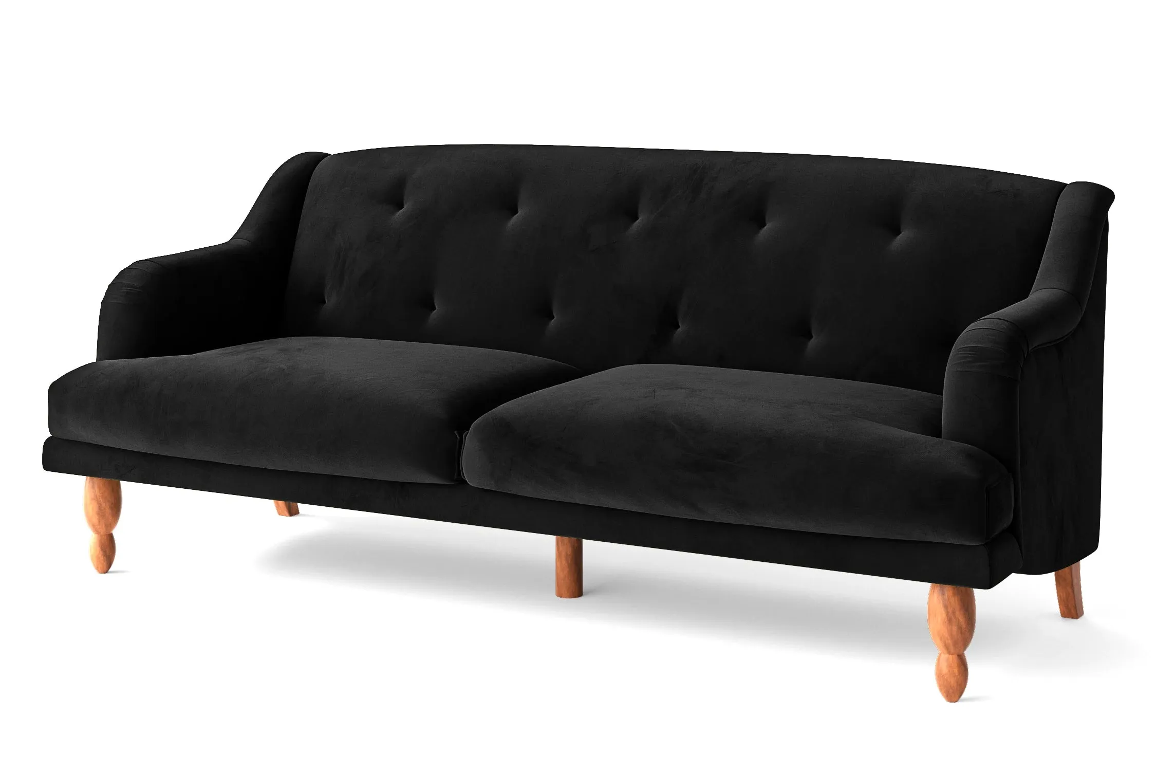 Burlington 4 Seater Sofa Black Velvet