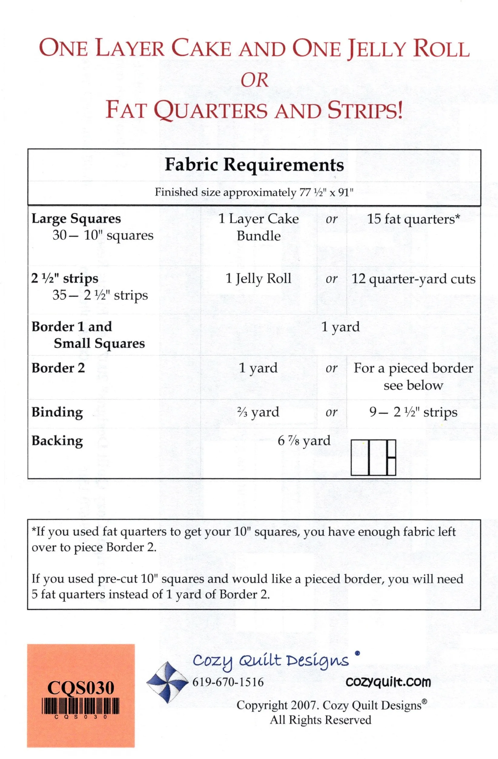 CAKE MIX - Cozy Quilt Designs Pattern