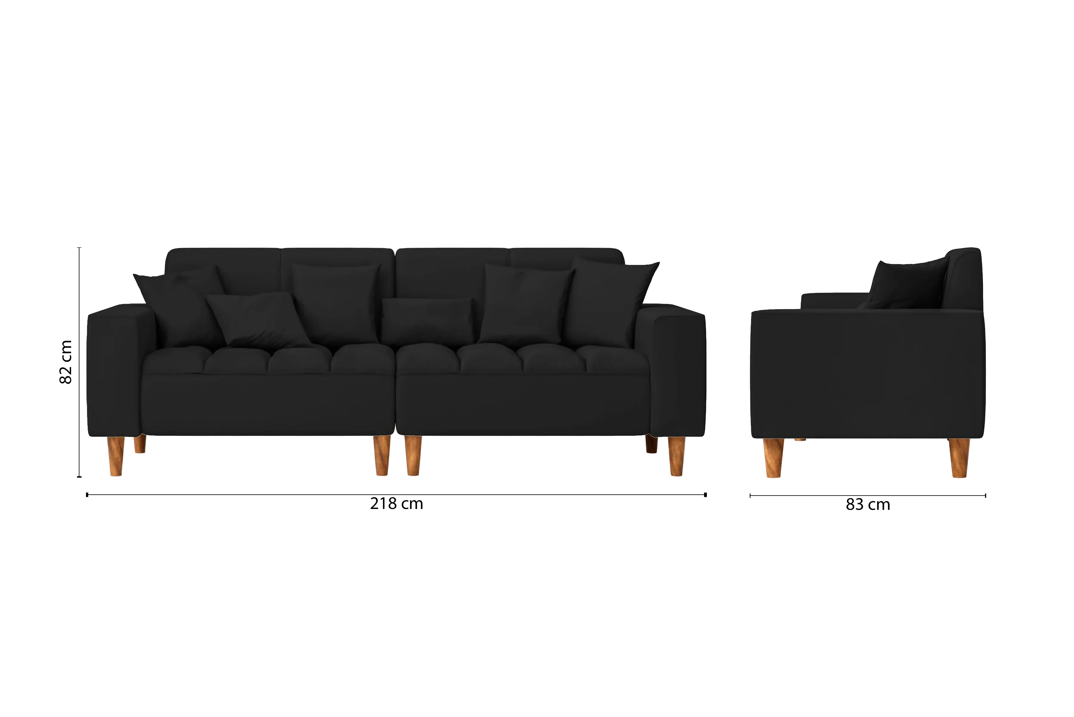 Campania 3 Seater Sofa Black Leather