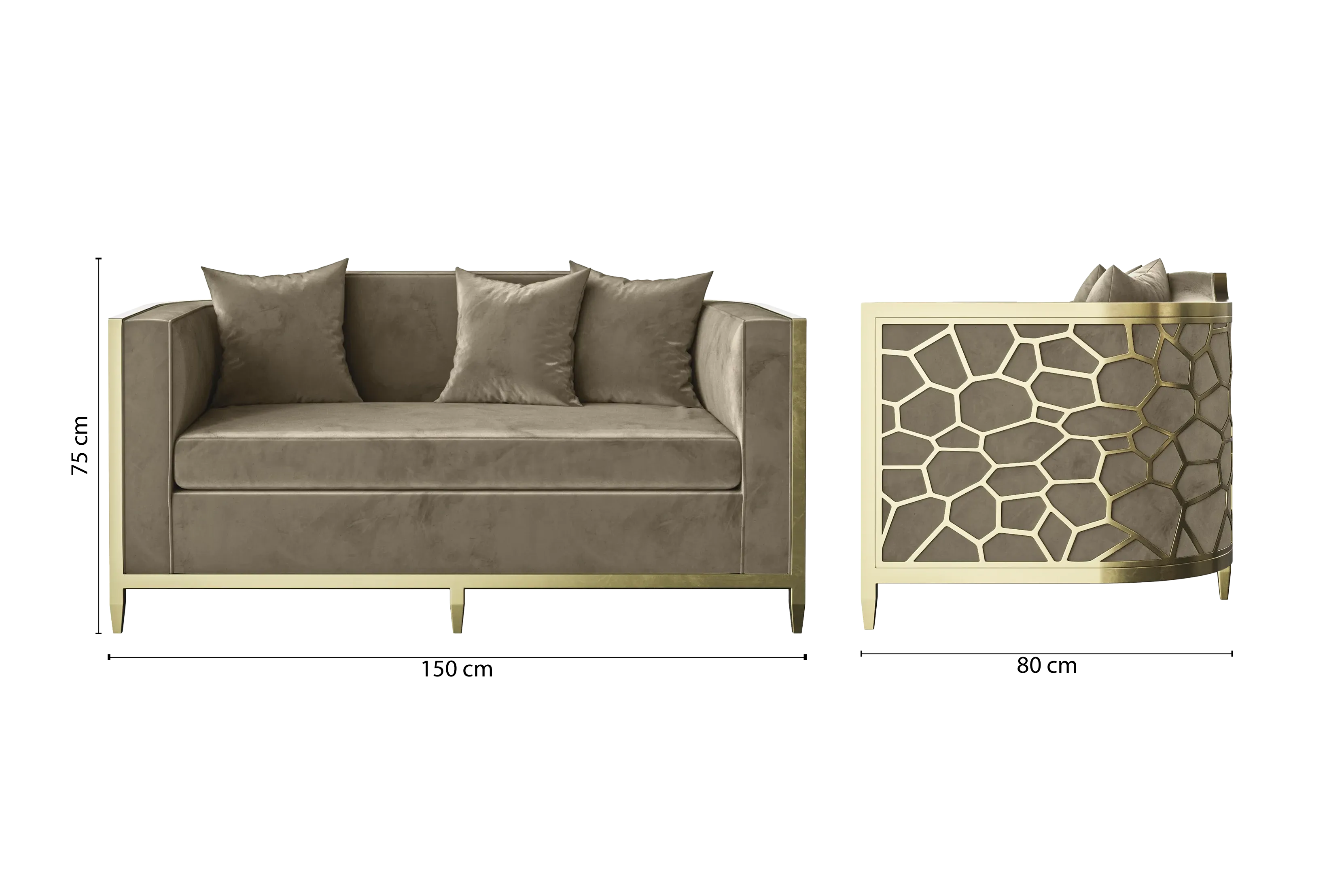 Carrara 2 Seater Sofa Sand Velvet