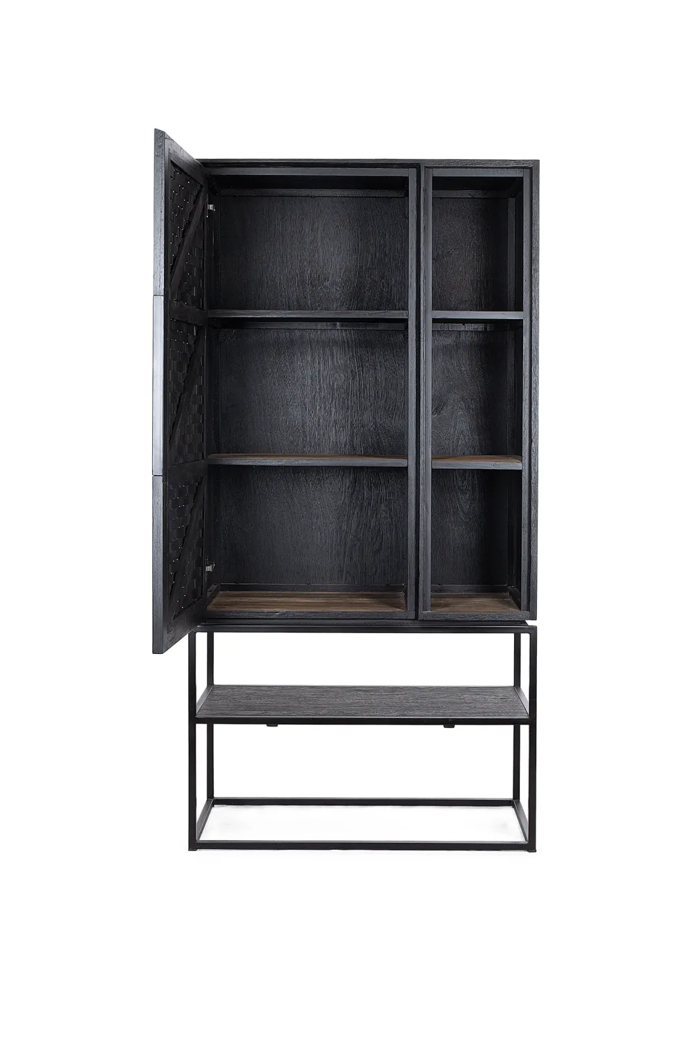 Charcoal Wooden Cabinet With Open Rack | dBodhi Karma