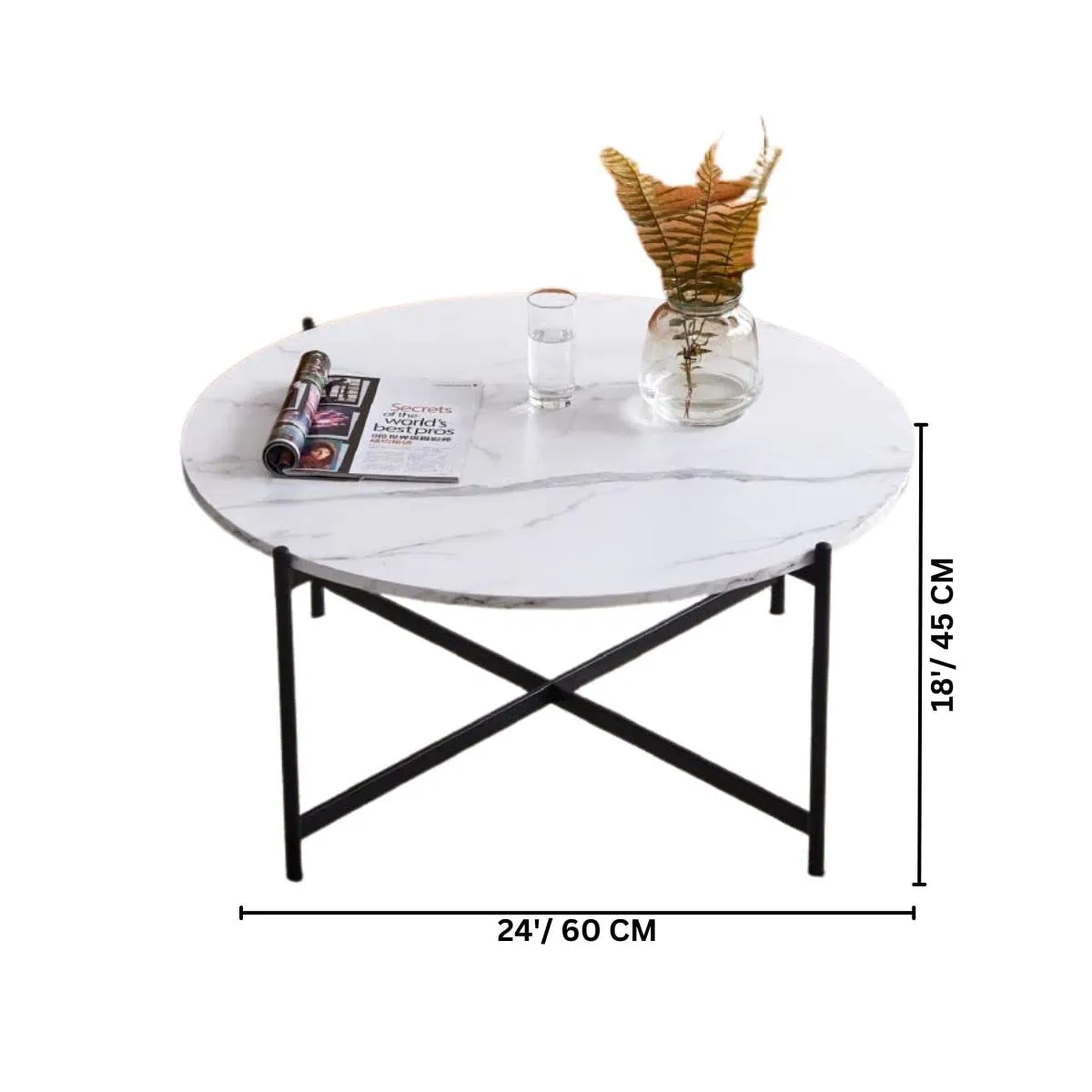 Chintamani Décor Handmade Coffee Table | Marble Top Coffee Table | Living Room Coffee Table | End Table for Bedroom | Centre Table for Hall and Office - Gold ST-03