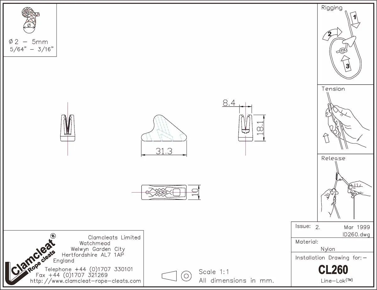 Clamcleat CL260 Line-Lok®