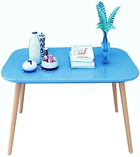 DDS Dream Wood Decor Shoppee Fold-able Rectangle Shaped Side Table/Tea Coffee Breakfast Laptop Table (Blue)