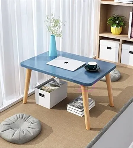 DDS Dream Wood Decor Shoppee Fold-able Rectangle Shaped Side Table/Tea Coffee Breakfast Laptop Table (Blue)