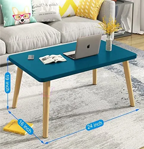 DDS Dream Wood Decor Shoppee Fold-able Rectangle Shaped Side Table/Tea Coffee Breakfast Laptop Table (Blue)