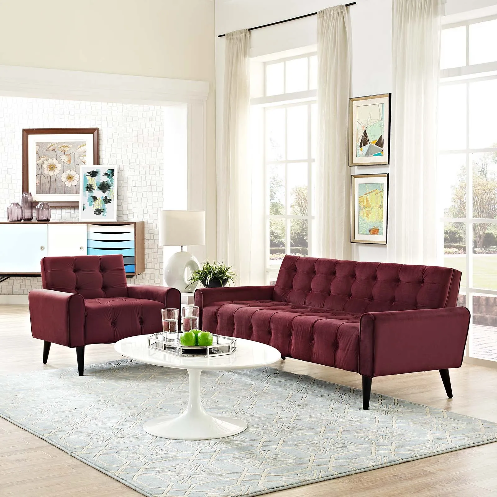 Delve Living Room Set Performance Velvet Set of 2