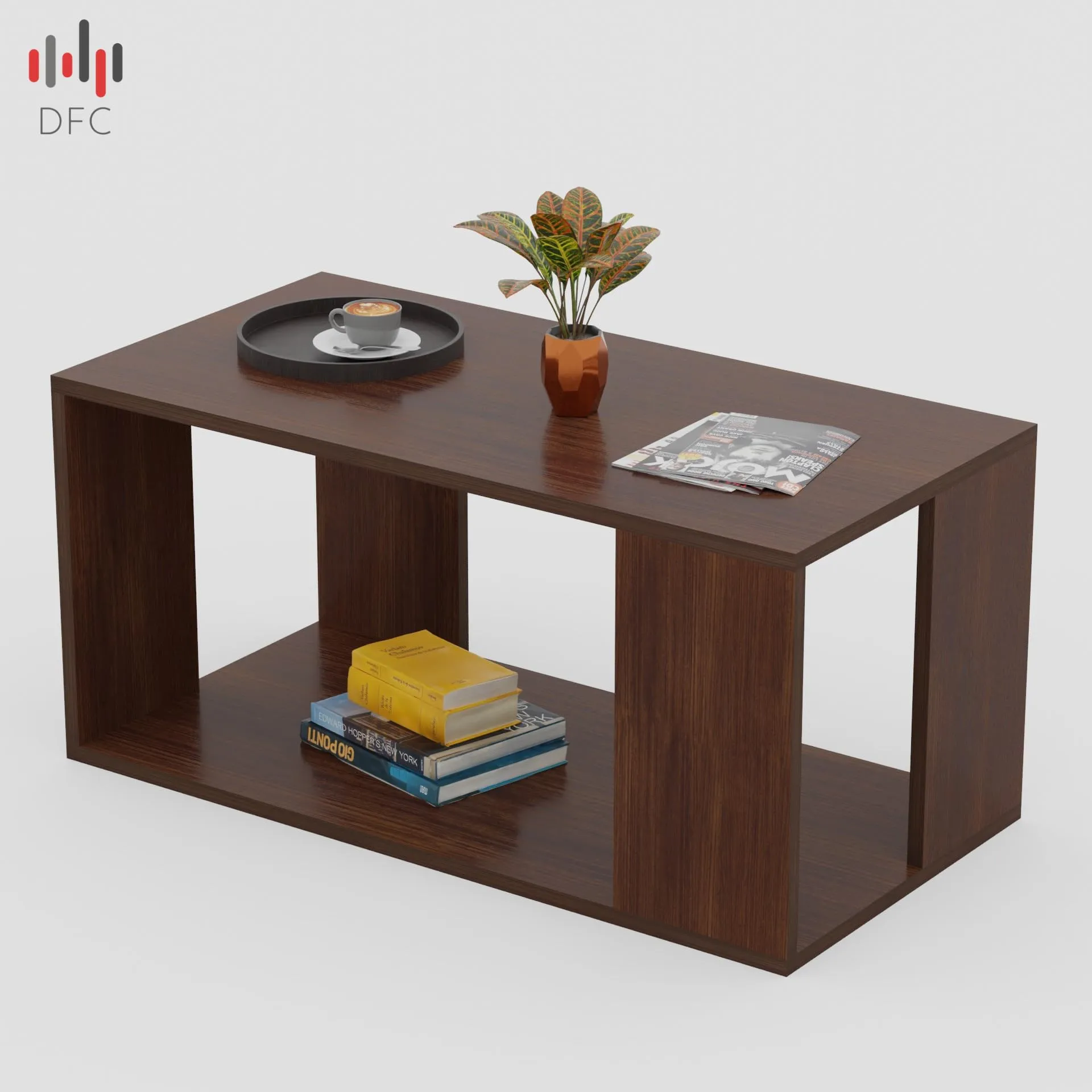 DFC Carrera Engineered Wood Coffee Center Sofa Tea/Teapoy Console Table with Storage for Living Room Home Hall (Oak)