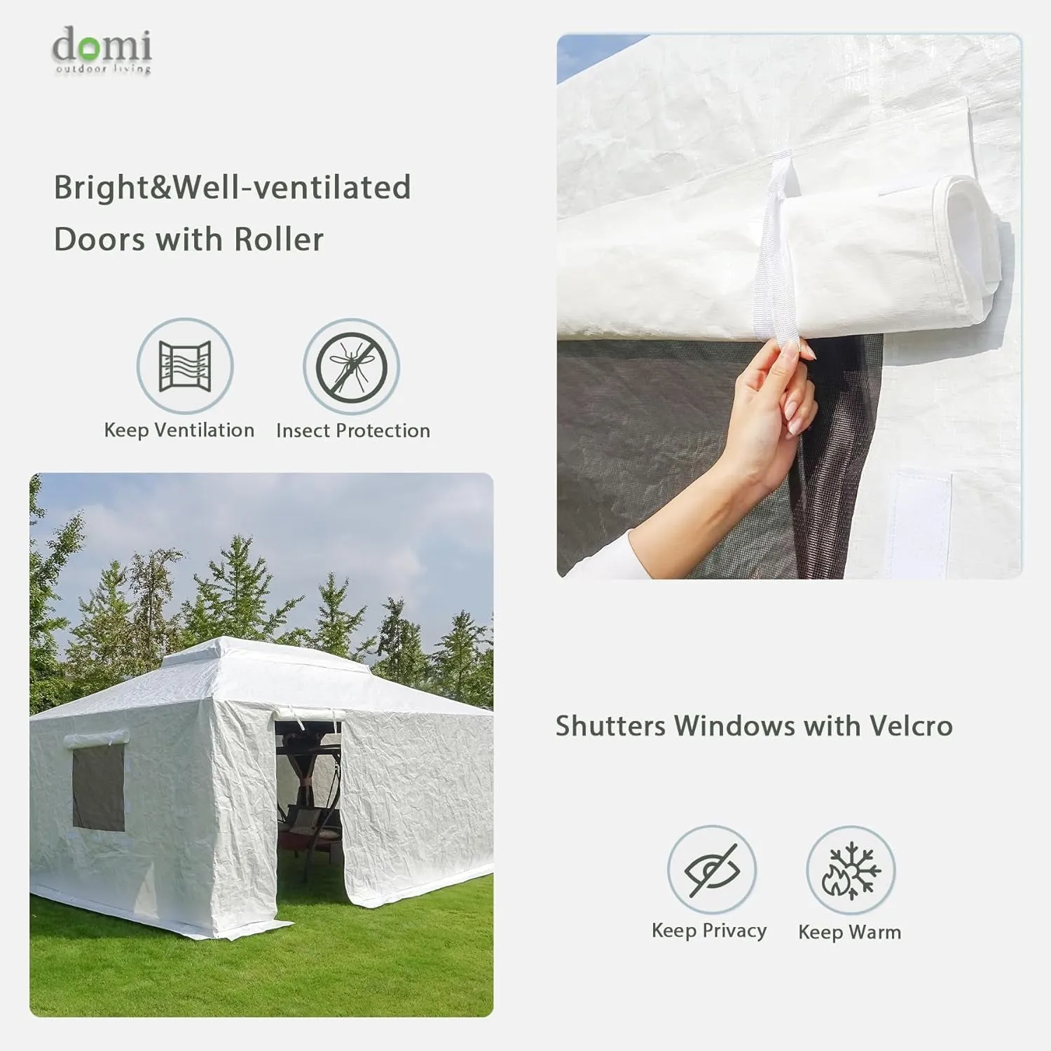 Domi 10' X 12' Universal Winter Gazebo Cover for Hardtop Gazebos,Outdoor Waterproof Enclosed Cover with Sidewalls and Mesh Windows,White (Gazebo Not Included)