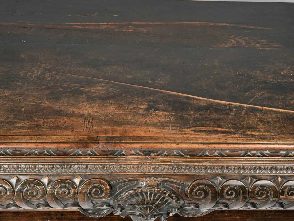 Extraordinary 17th-century Italian "cassone" walnut marriage chest