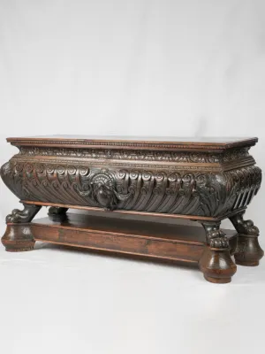 Extraordinary 17th-century Italian "cassone" walnut marriage chest