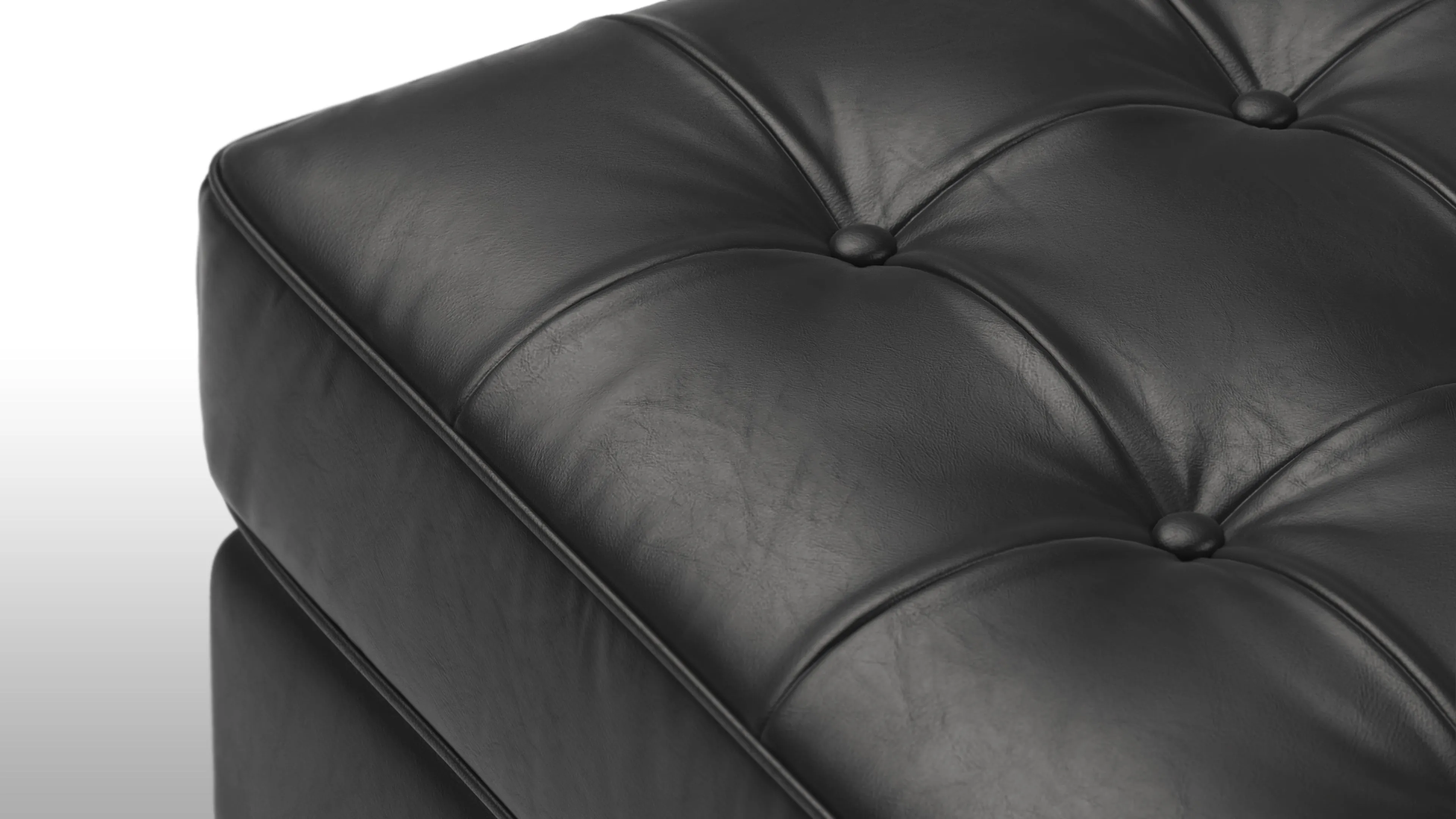 Florence - Florence Ottoman, Midnight Black Premium Leather