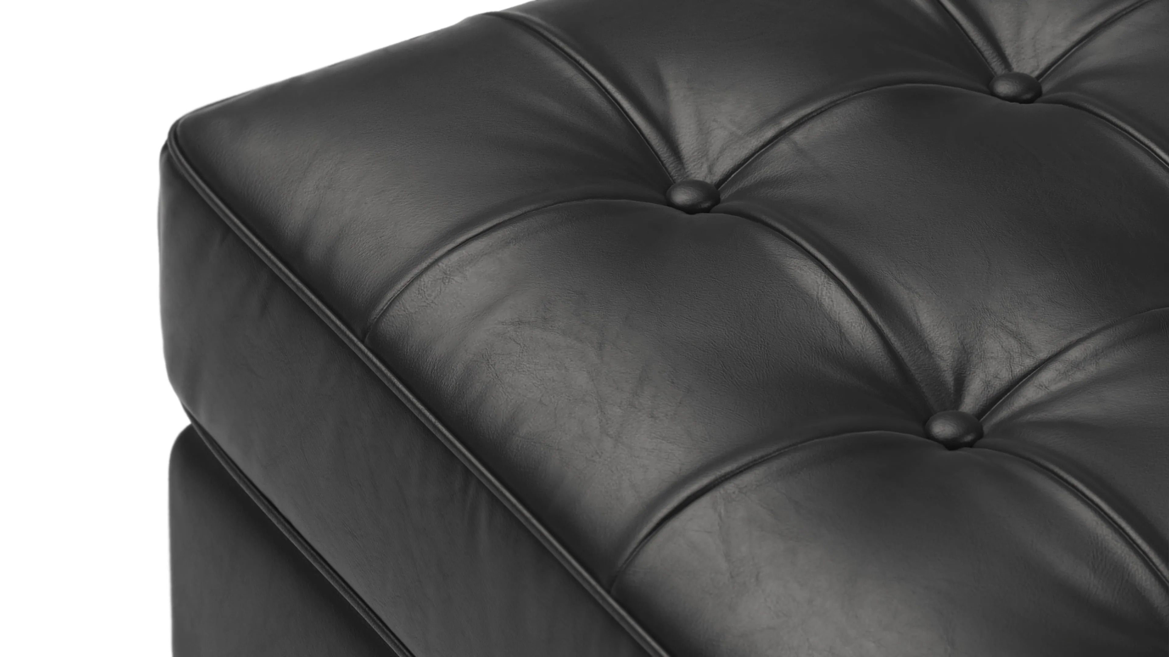 Florence - Florence Ottoman, Midnight Black Premium Leather