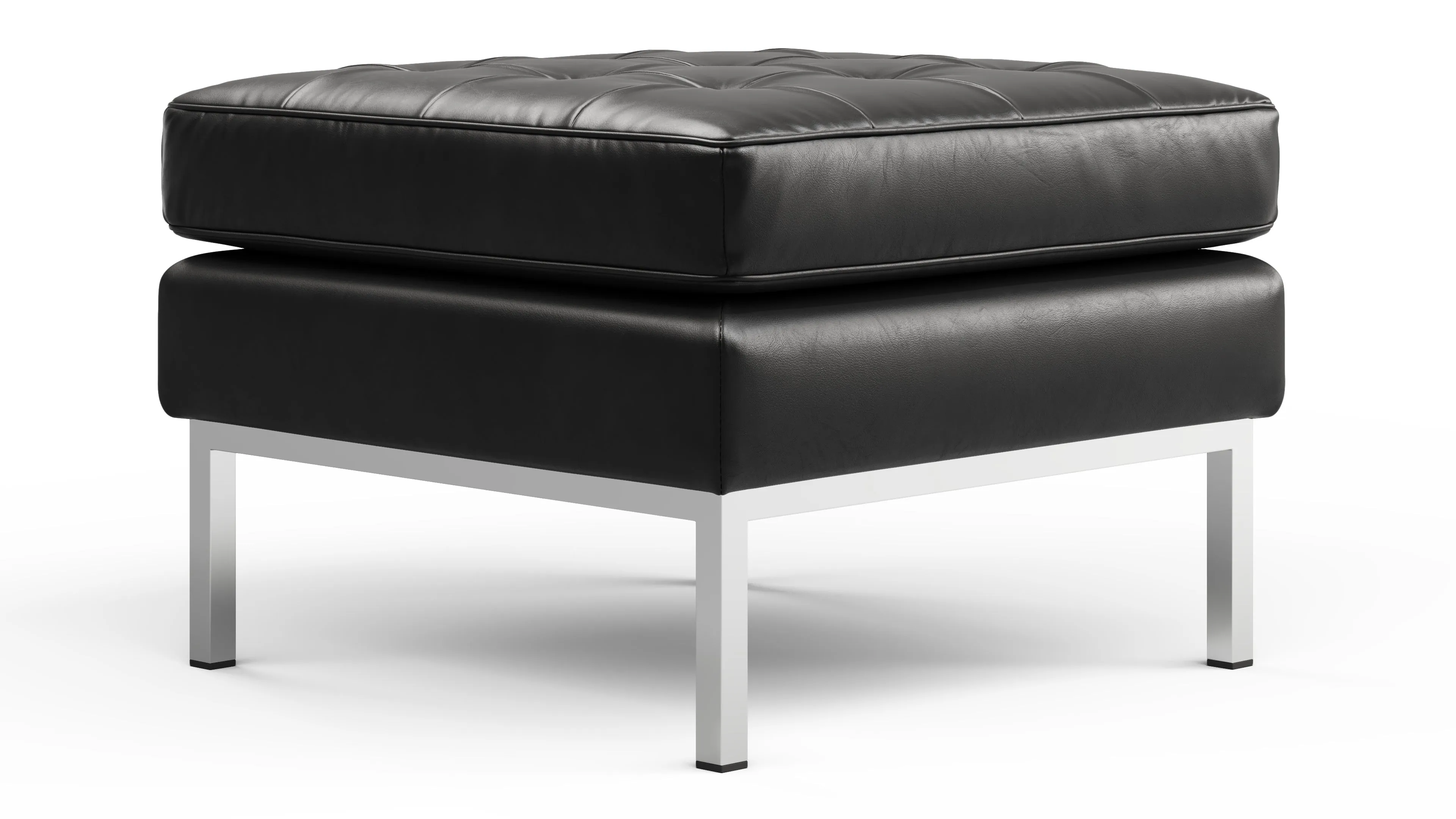 Florence - Florence Ottoman, Midnight Black Premium Leather