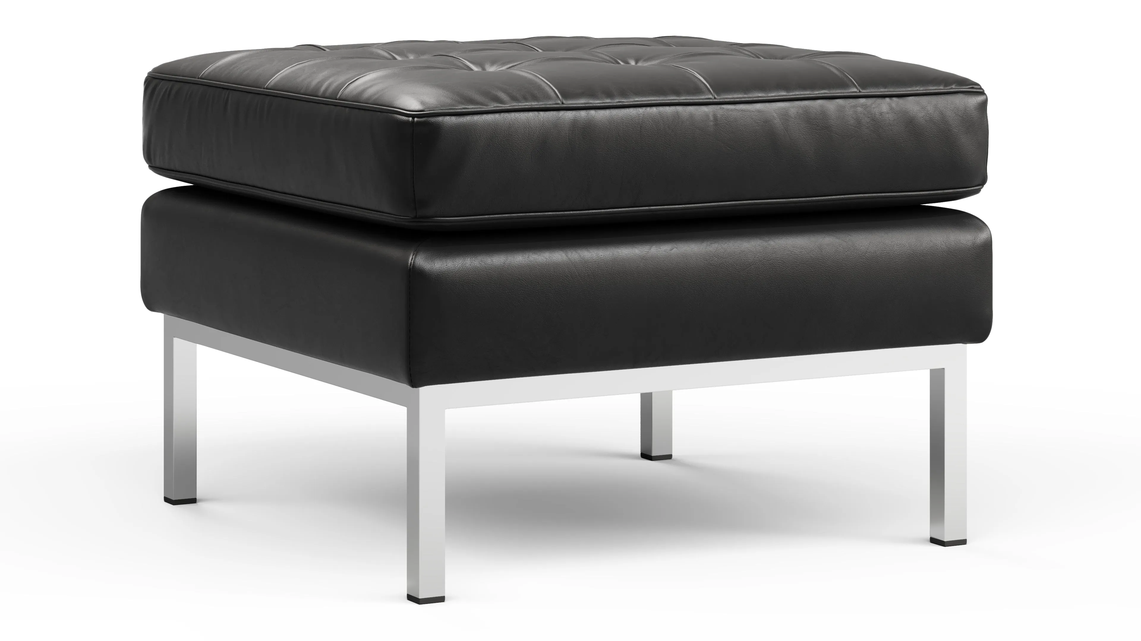 Florence - Florence Ottoman, Midnight Black Premium Leather