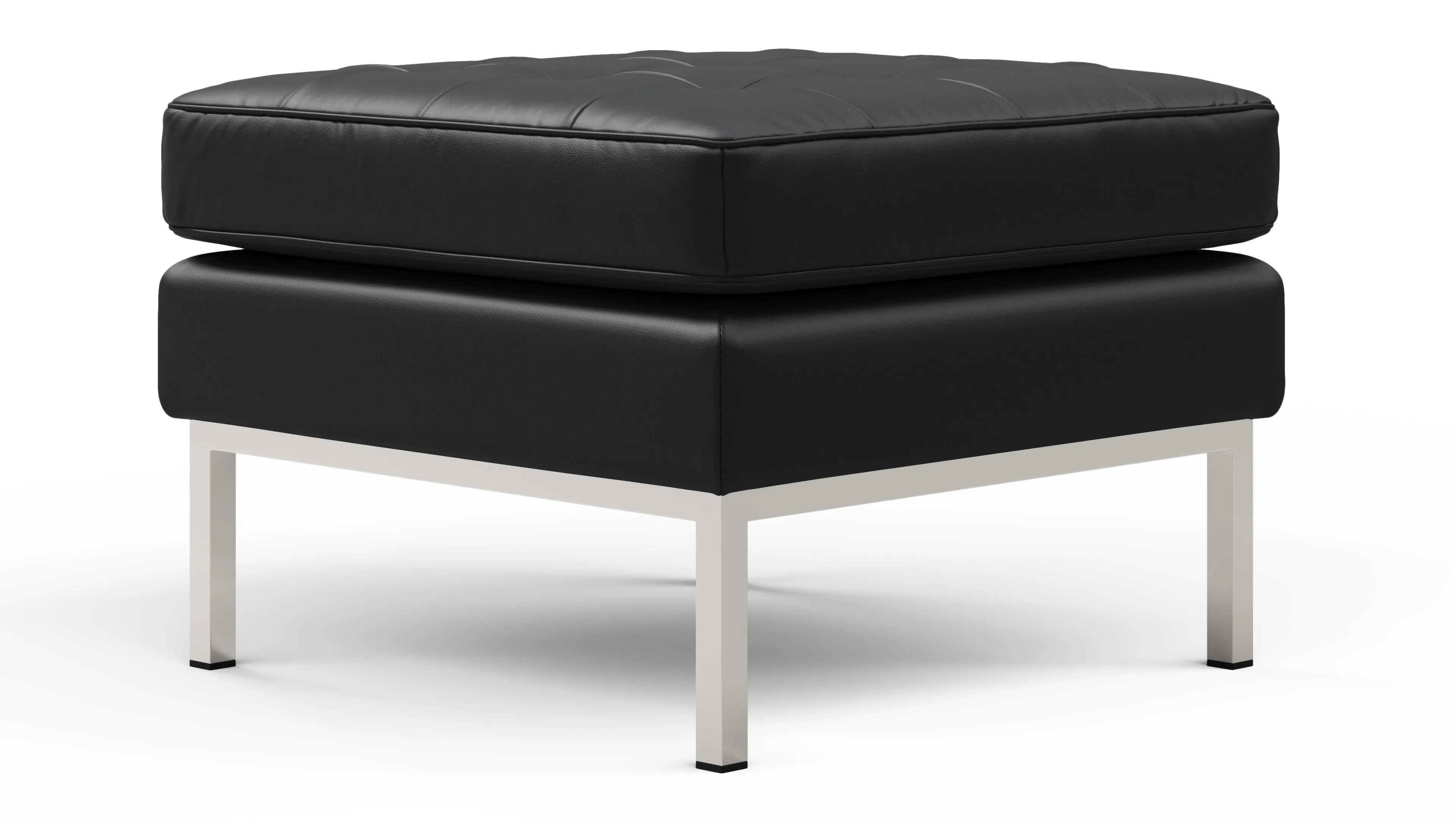 Florence - Florence Ottoman, Vintage Black Vegan Leather