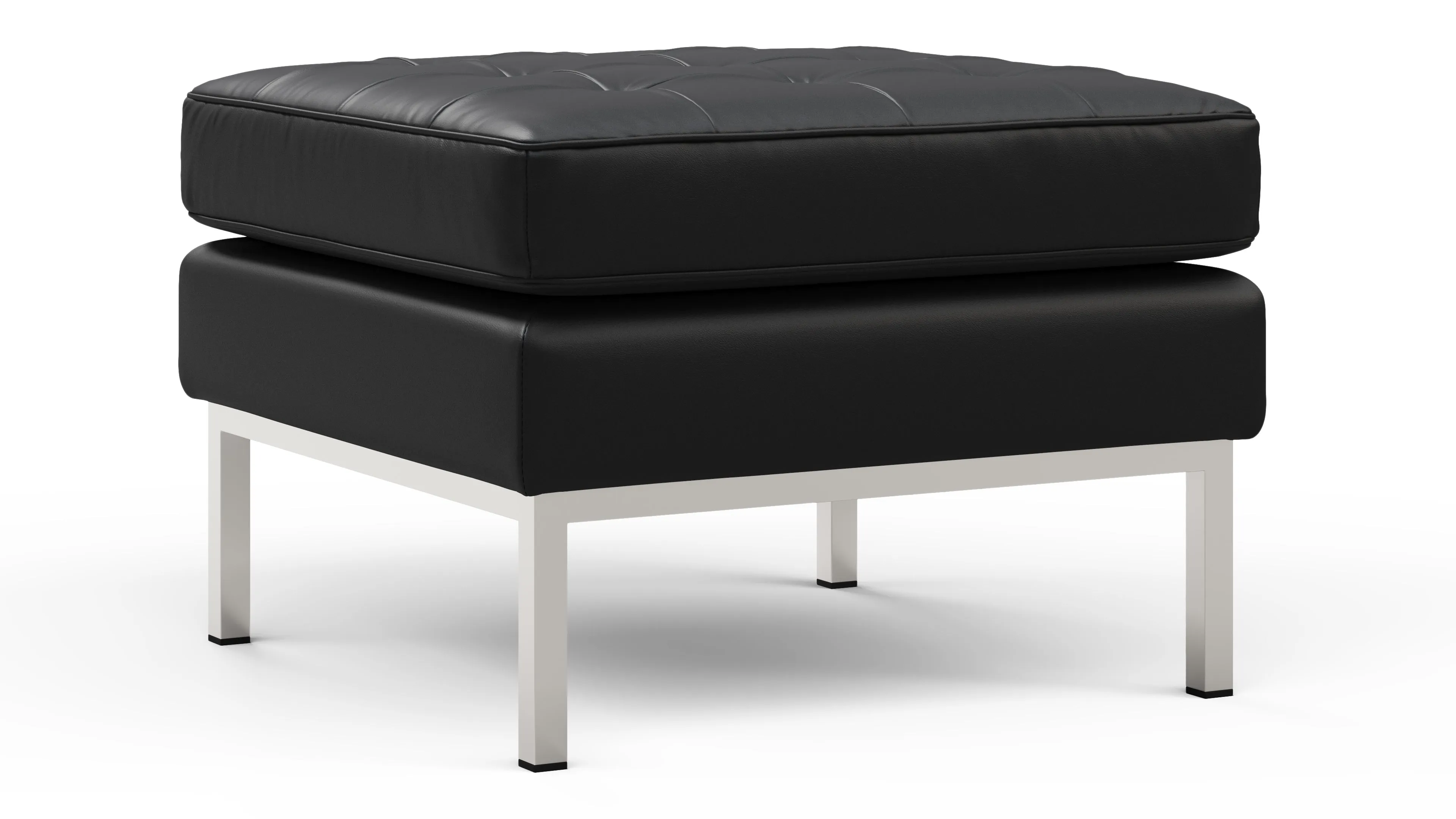 Florence - Florence Ottoman, Vintage Black Vegan Leather