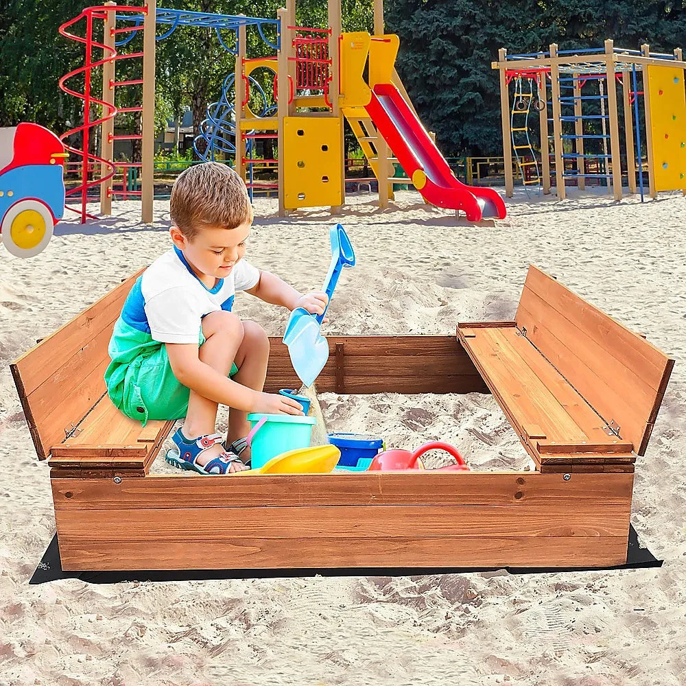 FSC-Certified Wooden Sandbox with Benches, Spruce Timber