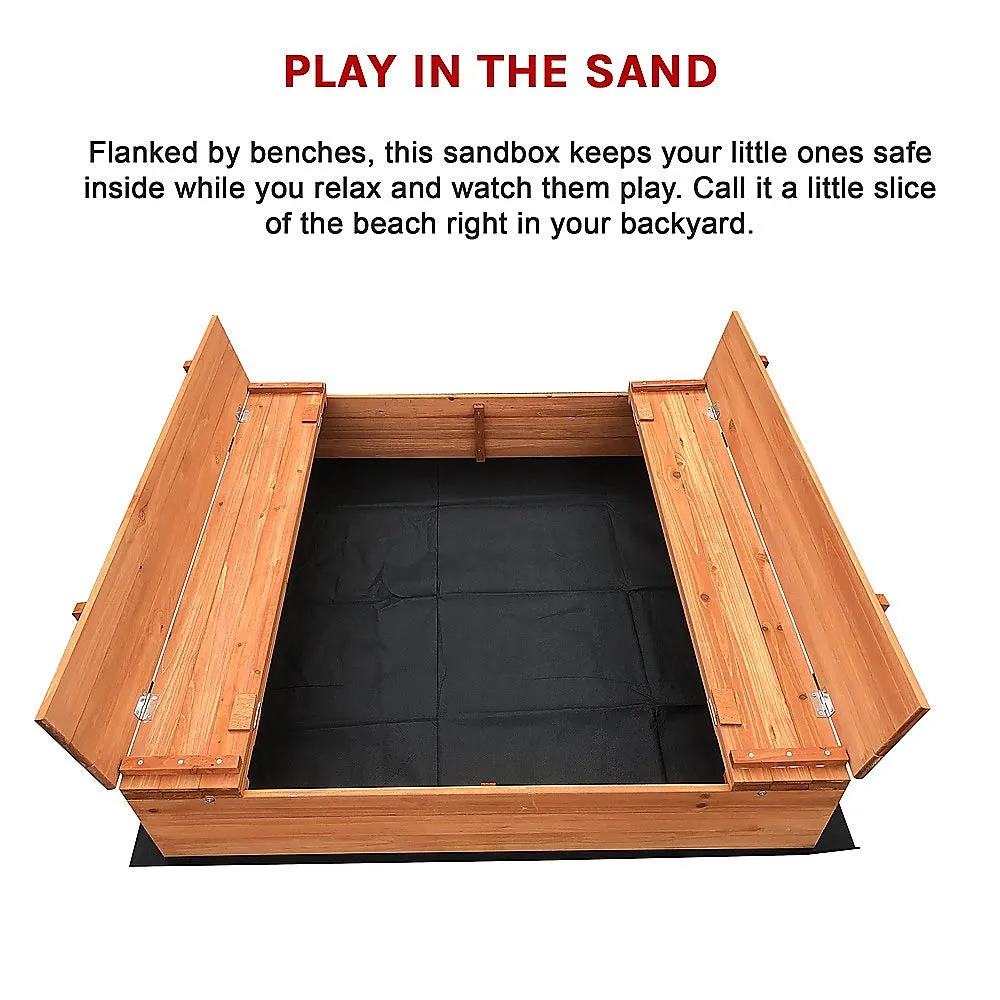 FSC-Certified Wooden Sandbox with Benches, Spruce Timber