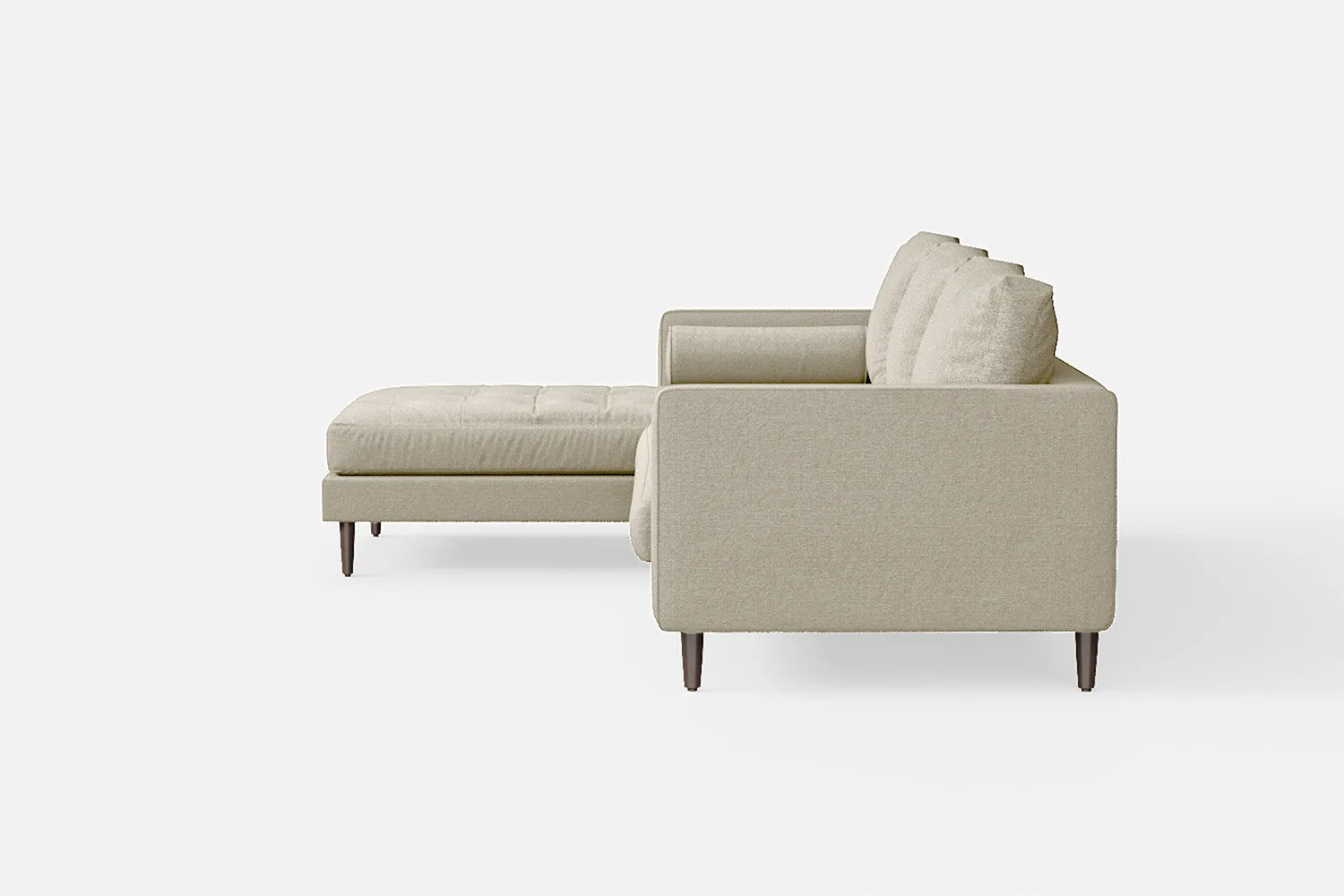 Gela 3 Seater Left Hand Facing Chaise Lounge Corner Sofa Cream Linen Fabric