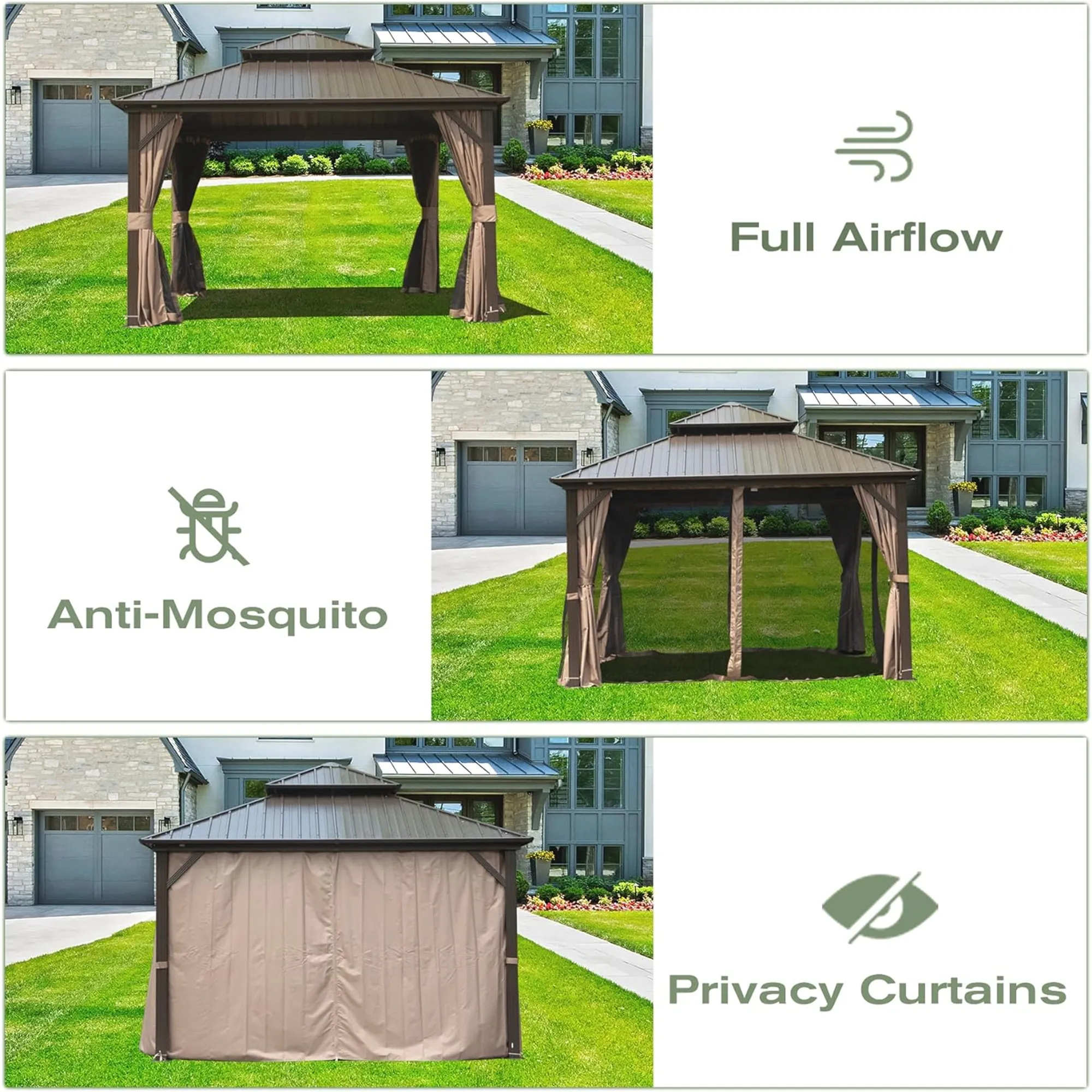 Genesis 10 X 12 ft Hardtop Gazebo - Brown