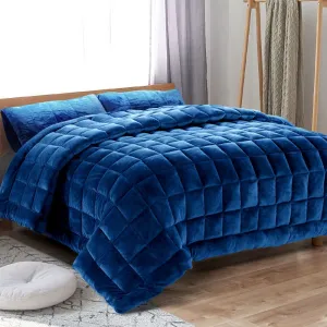 Giselle Bedding Faux Mink Quilt Blue King