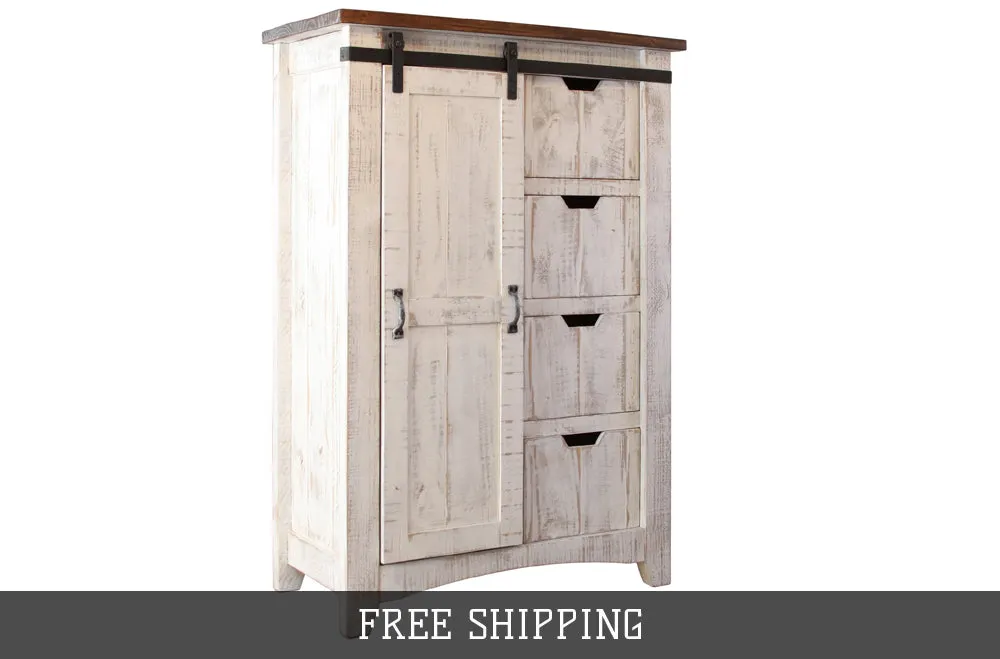 Greenview Barn Door Dresser - Distressed White