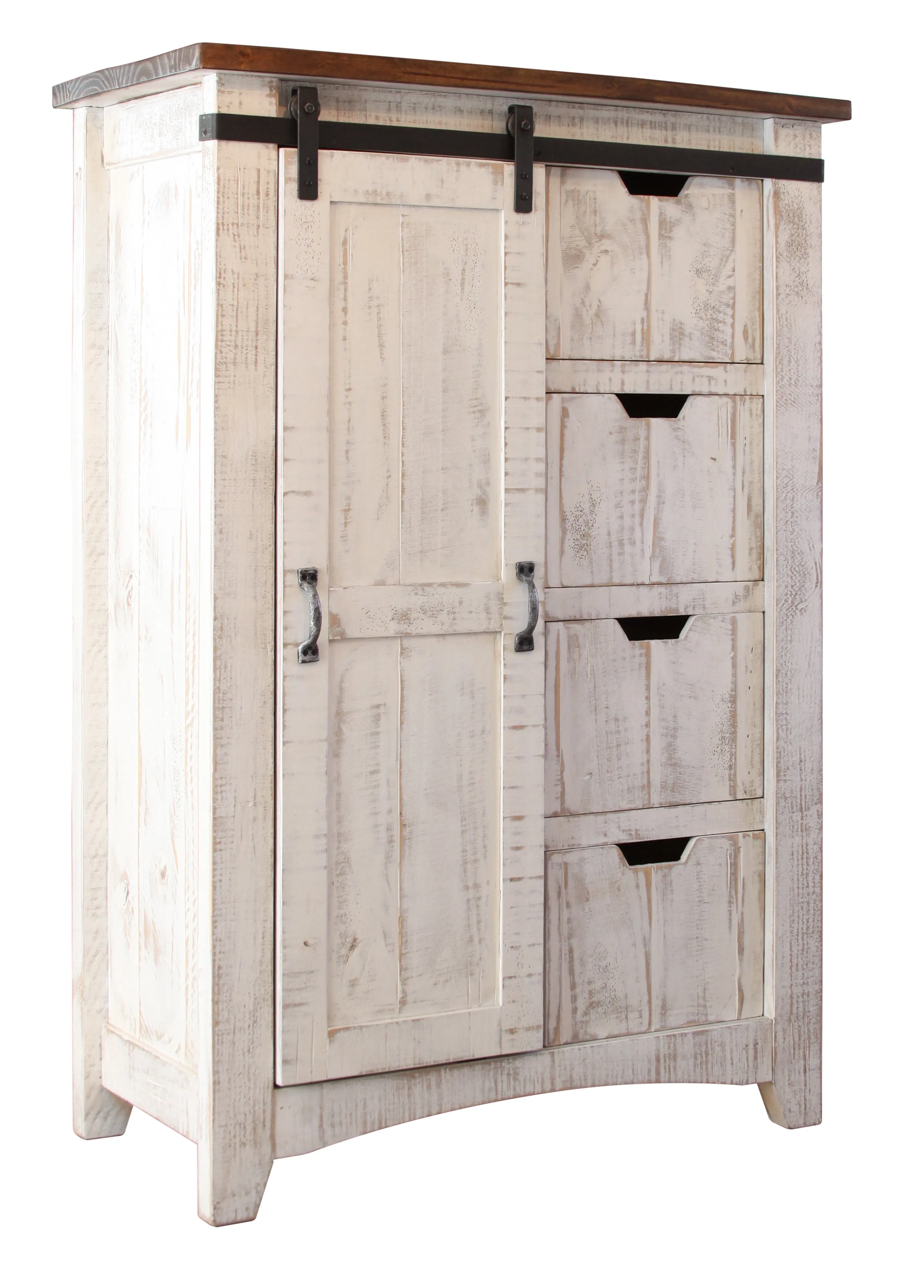 Greenview Barn Door Dresser - Distressed White