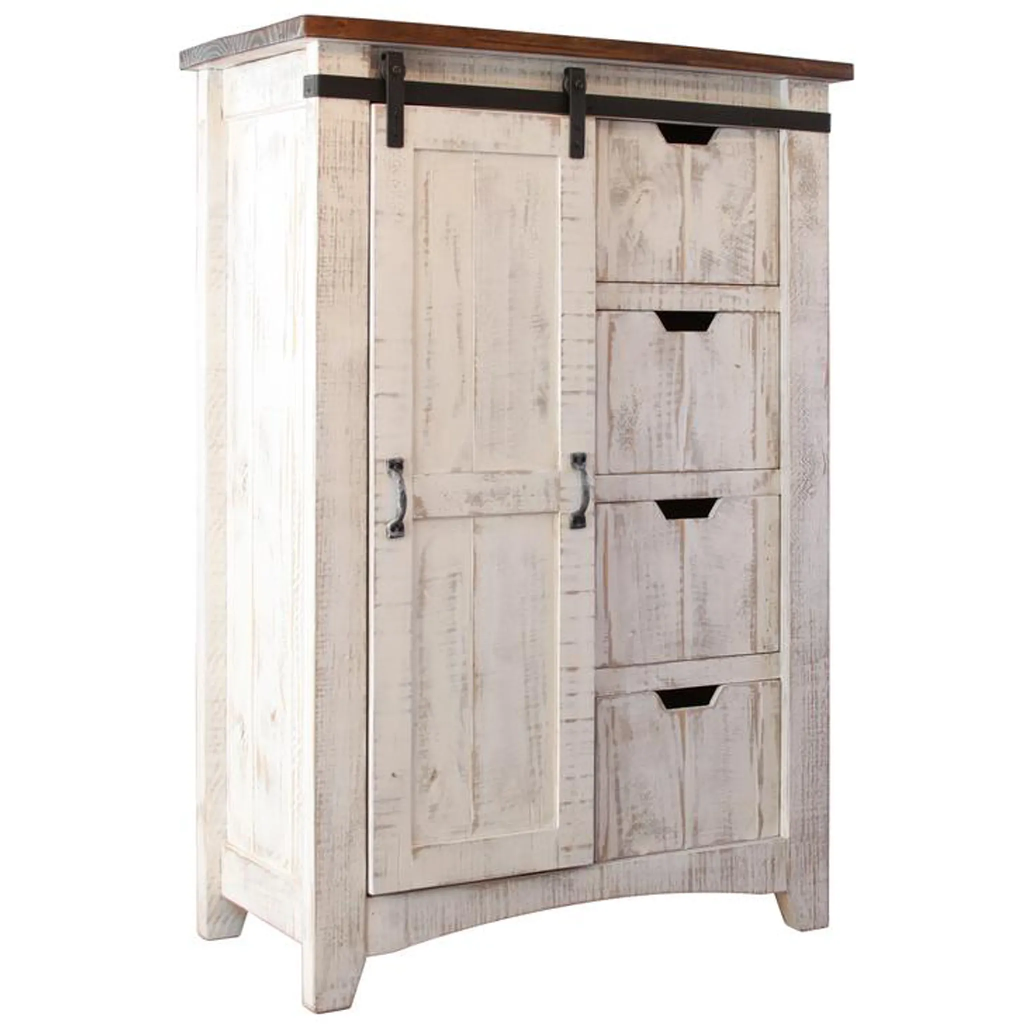 Greenview Barn Door Dresser - Distressed White