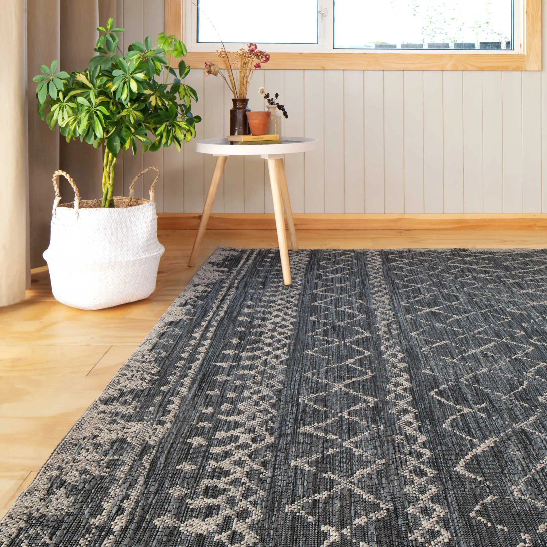 Grey Scandi Textured Flatweave Indoor Outdoor Area Rug - Marazza