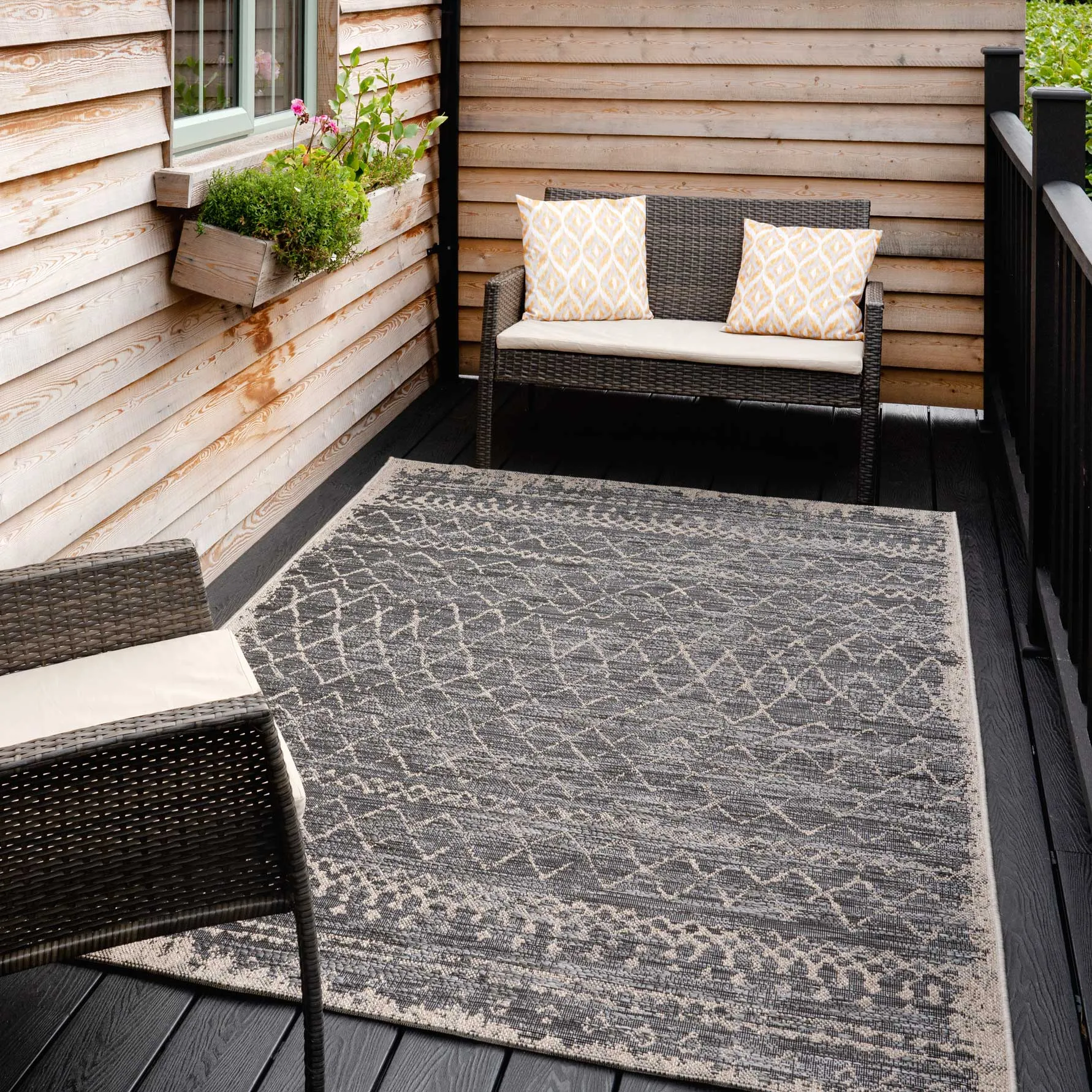 Grey Scandi Textured Flatweave Indoor Outdoor Area Rug - Marazza