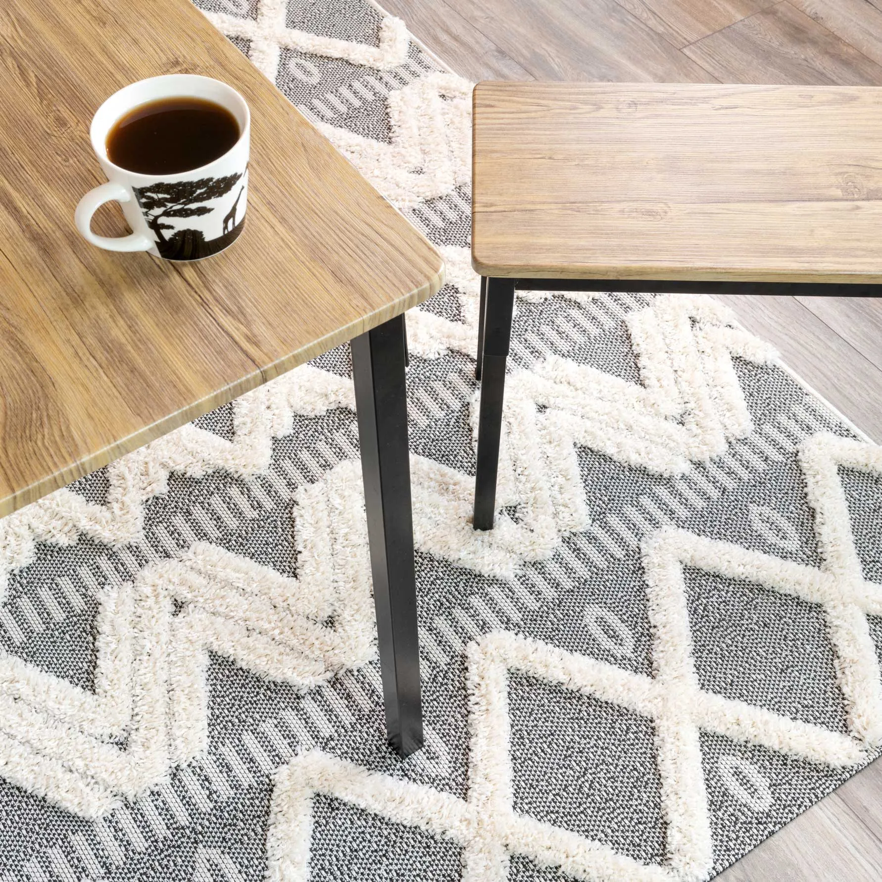 Grey Tufted Tribal Indoor Outdoor Rug - Tribal