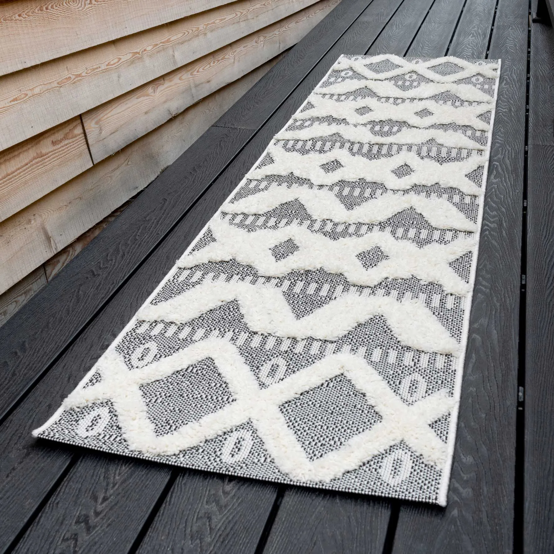 Grey Tufted Tribal Indoor Outdoor Rug - Tribal