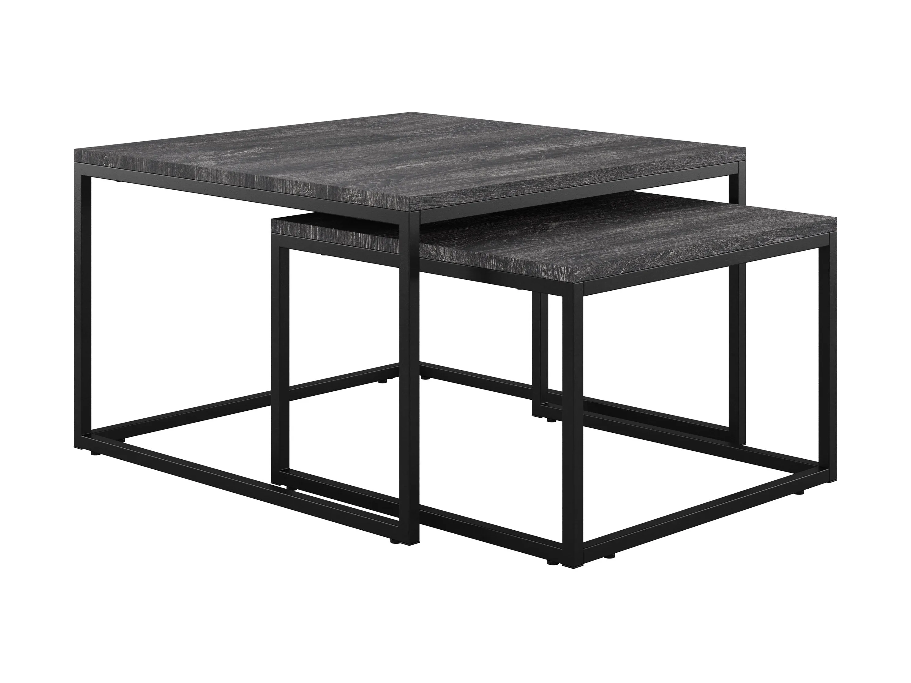 Grey Wood Square Nesting Coffee Tables