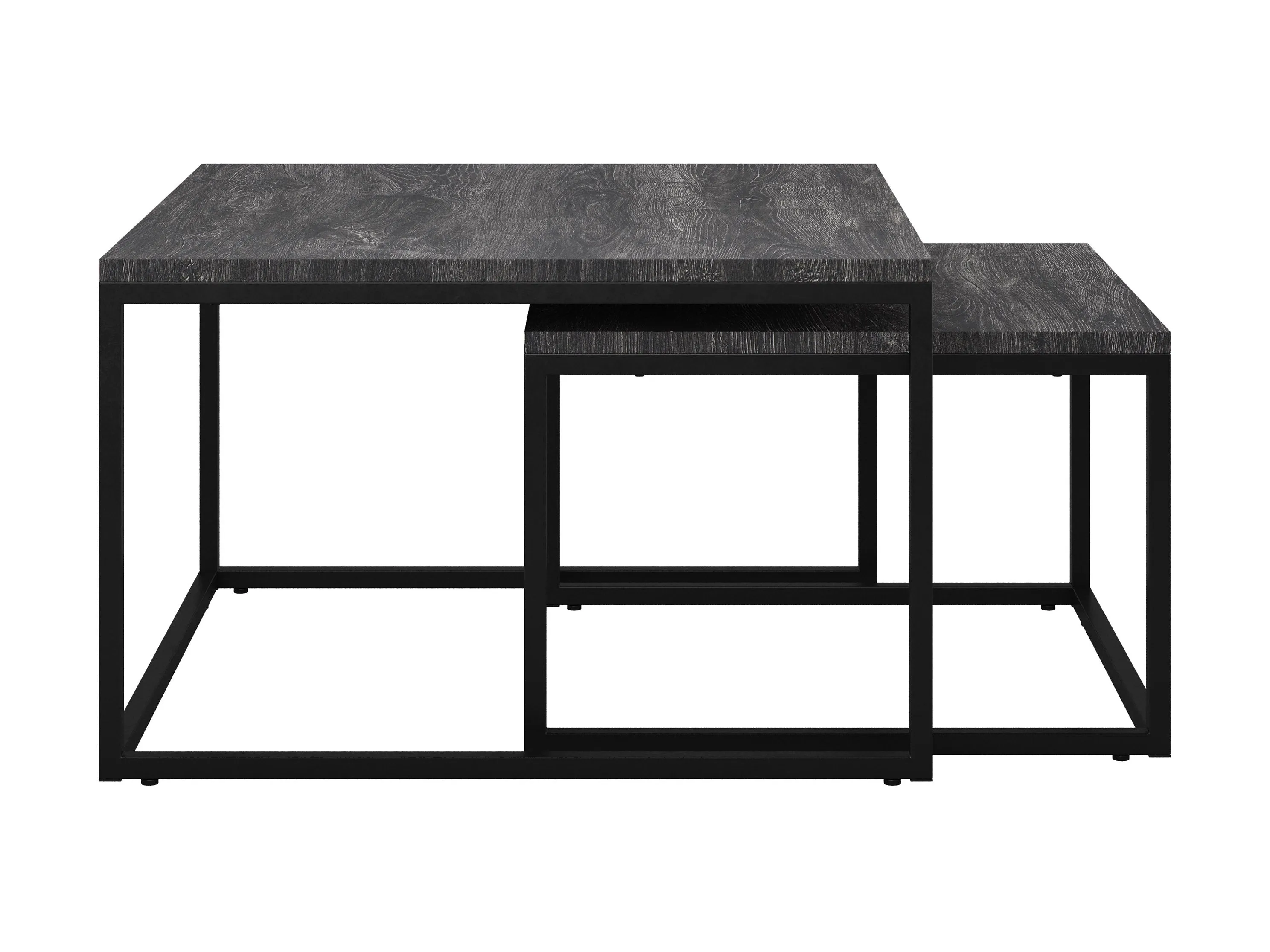 Grey Wood Square Nesting Coffee Tables