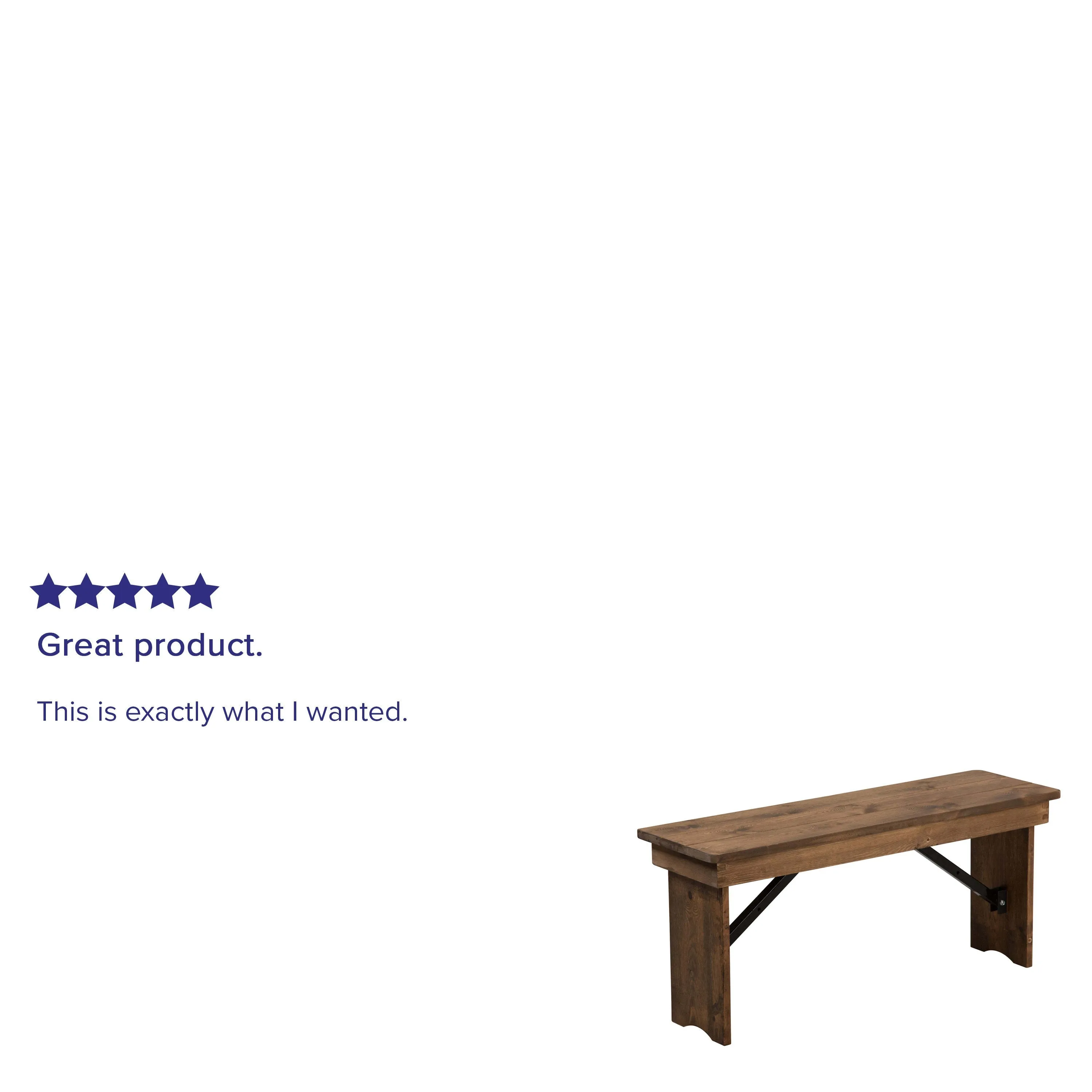 HERCULES Series 40" x 12" Solid Pine Folding Farm Bench