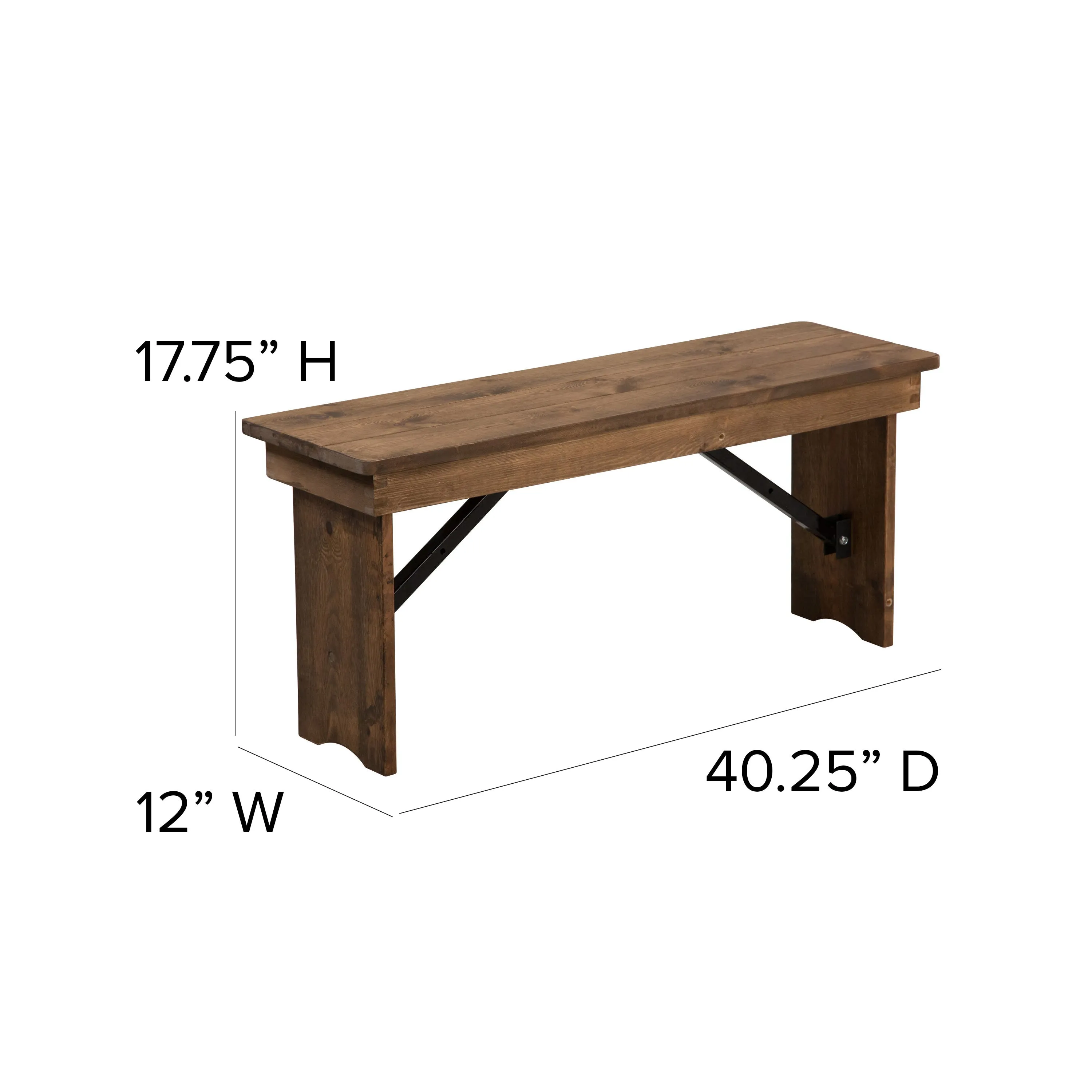 HERCULES Series 40" x 12" Solid Pine Folding Farm Bench