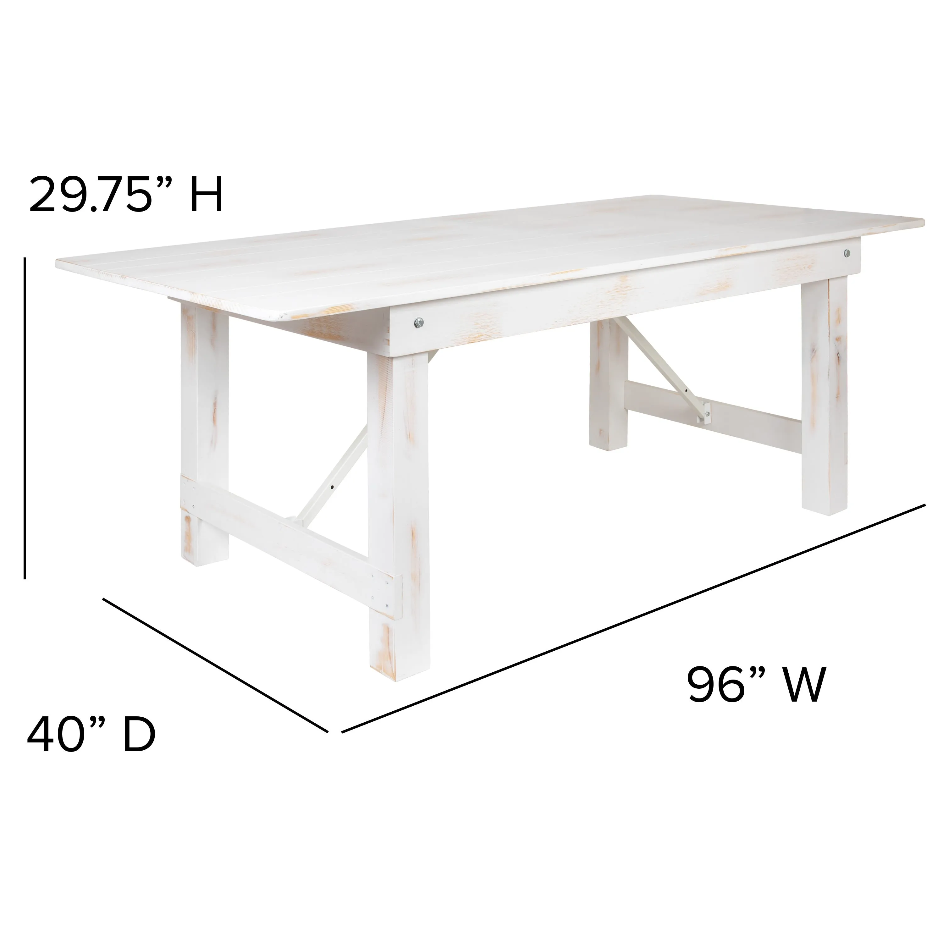 HERCULES Series 8' x 40'' Folding Farm Table and Four 40.25"L Bench Set