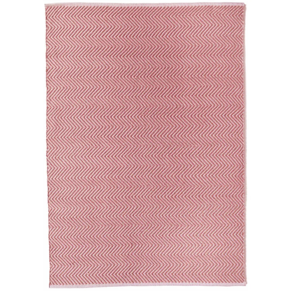 Herringbone Washable Rug Coral Pink