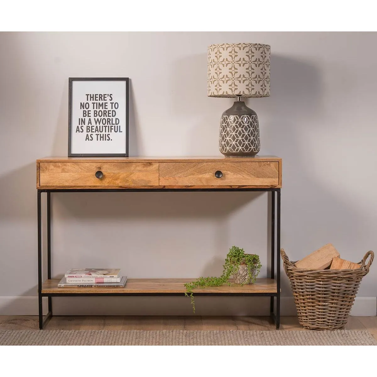 Industrial Wooden Console Table