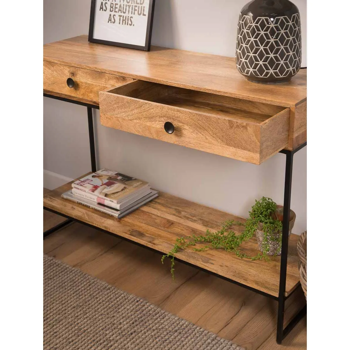 Industrial Wooden Console Table