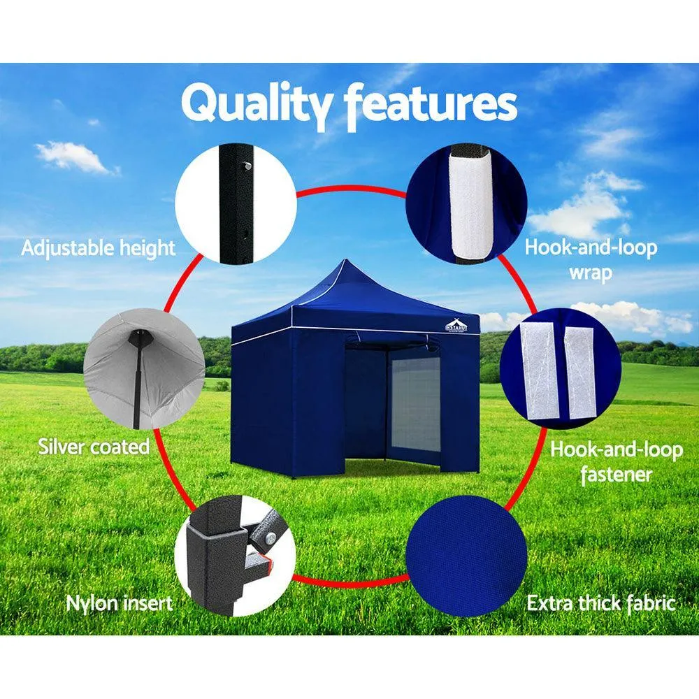 Instahut Gazebo Pop Up Marquee 3x3m Folding Wedding Tent Gazebos Shade Blue