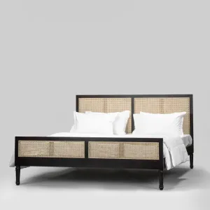 Leena Solid Wood Rattan Bed