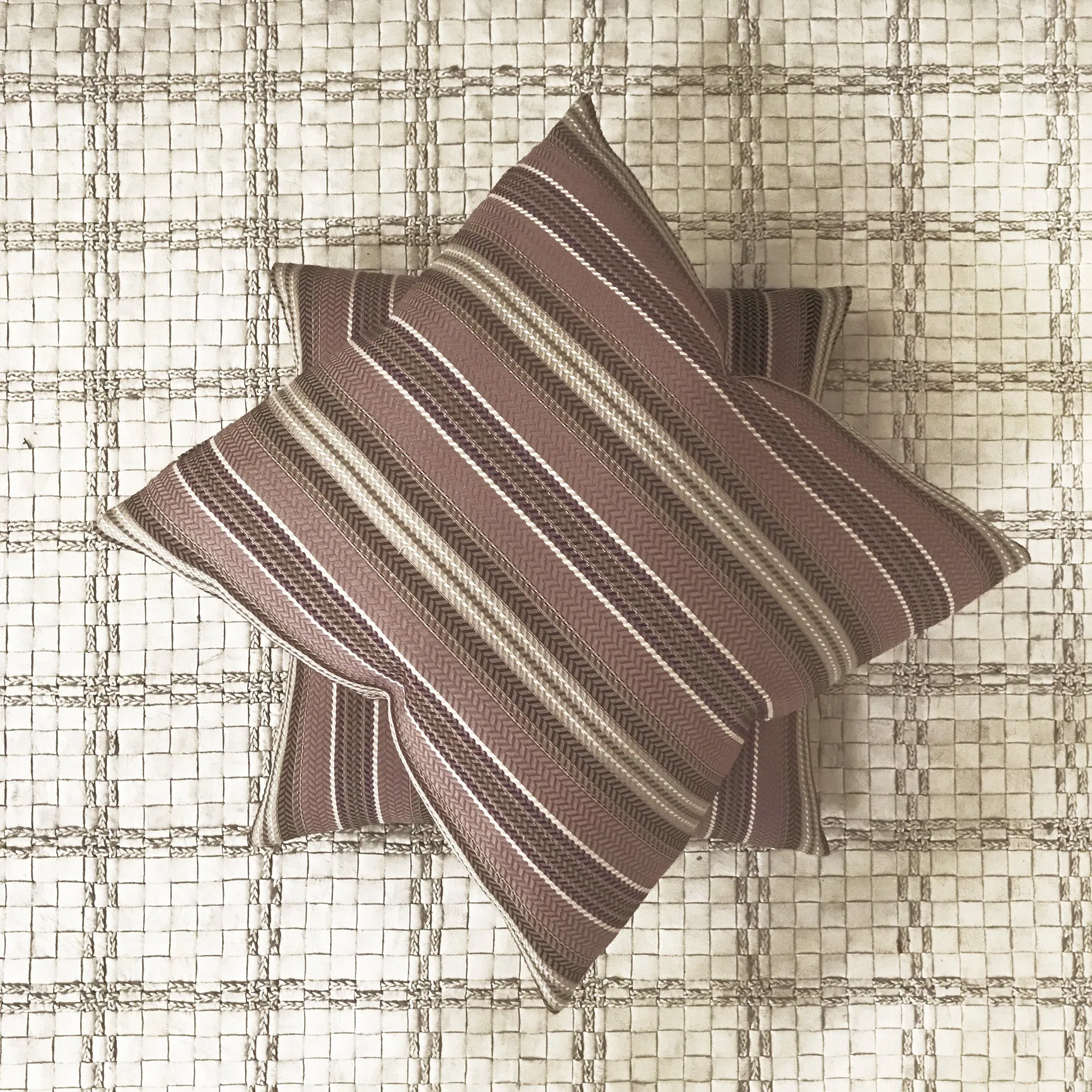 Lilac Woven Geometric Stripe Throw Pillow Cover 22x22