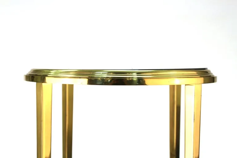 Modern Classical Style Round Side Table with Smoked Glass Top