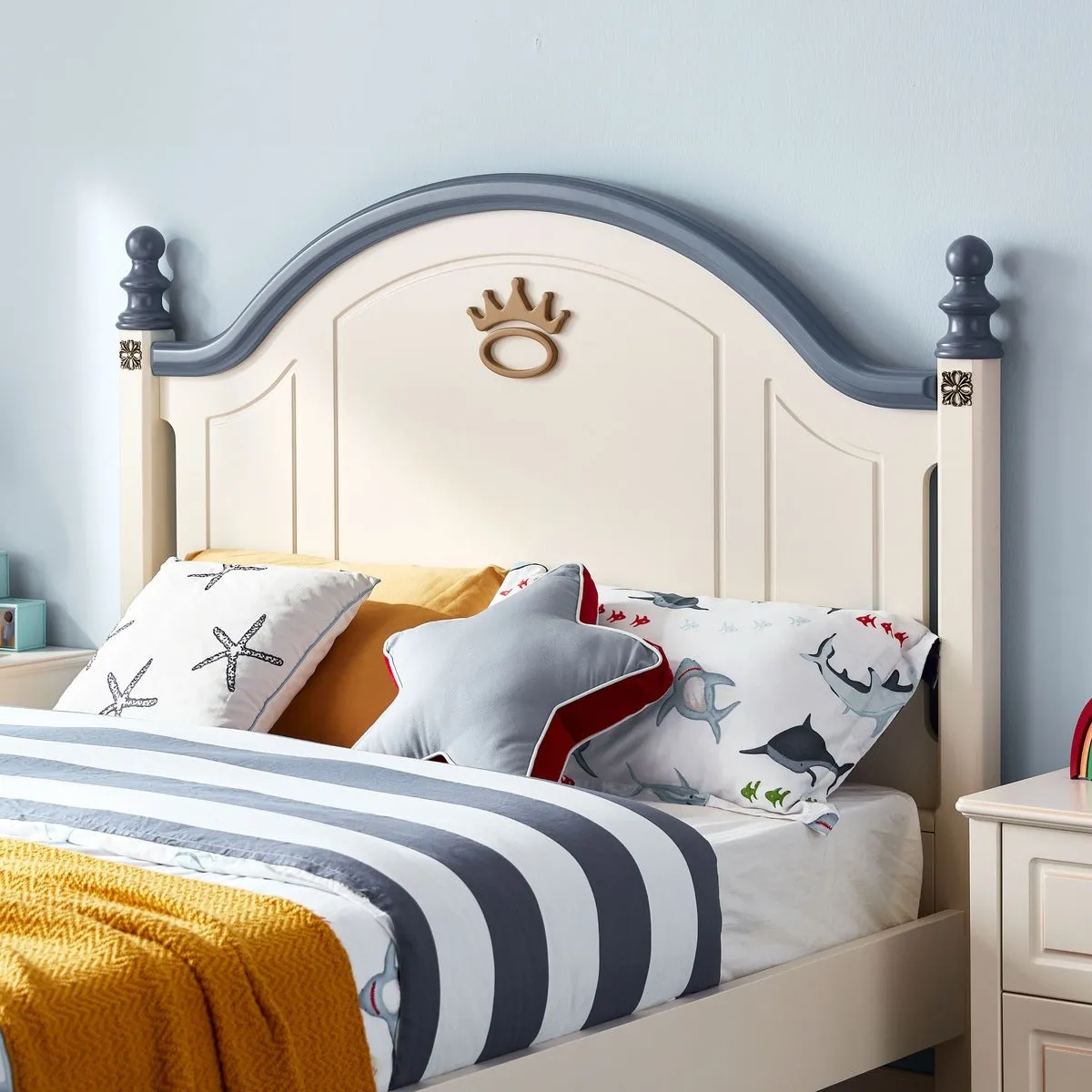 Modern Minimalist Navy Boy Bed with Mattress