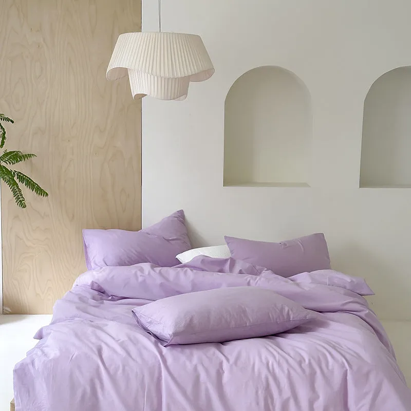 Modern Washed Cotton Bedding Set / Purple