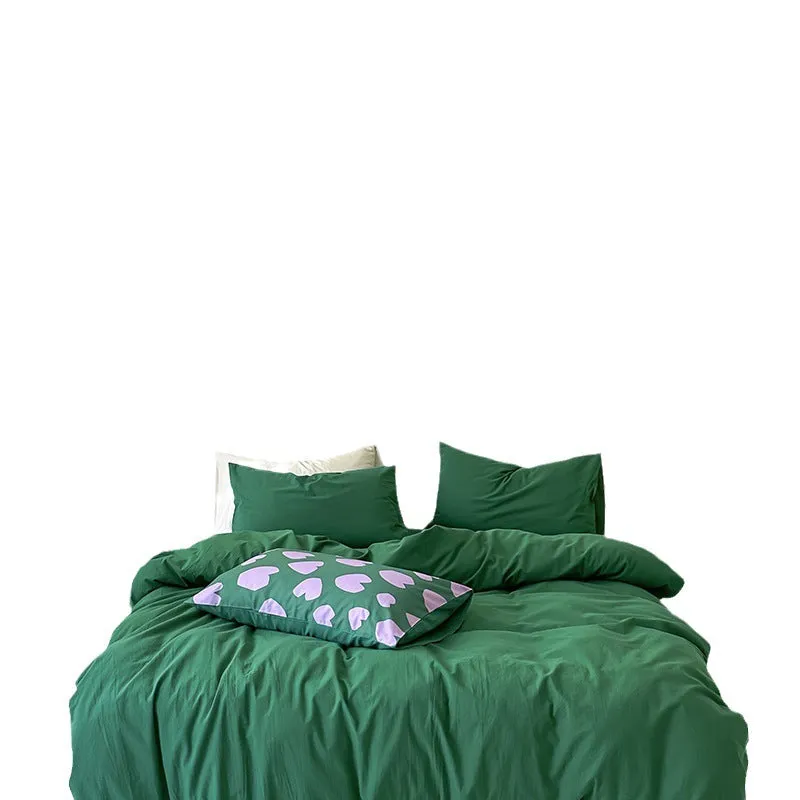 Modern Washed Cotton Bedding Set / Purple